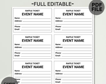 Editable Raffle Ticket Template | Printable Raffle Ticket | Surprise Printable Raffle | Custom Raffle Ticket | Enter to Win Printable Ticket