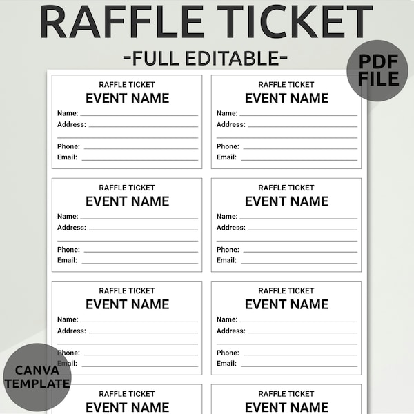 Editable Raffle Ticket Template | Printable Raffle Ticket | Surprise Printable Raffle | Custom Raffle Ticket | Enter to Win Printable Ticket