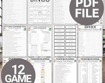 Afdrukbare Office Games-bundel | Kantoorgames Teambuildinggames voor op het werk | Feestspelletjes op kantoor | Groepsspelletjes voor collega's | Leuke kantoorgame