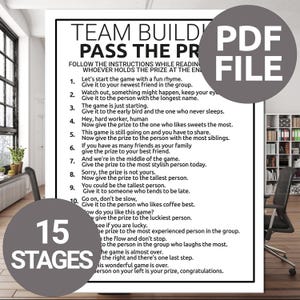 チームビルディングゲーム | チームビルディング 賞品パスゲーム | オフィスチームビルディングゲーム | 同僚ゲーム | 印刷可能なハッピーアワーオフィスパーティーゲーム