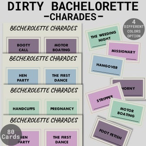 Dirty Bachelorette Charades | Bachelorette Party Game | Bachelorette Party Charades | Bachelorette Game Idea | Printable Bridal Shower Games
