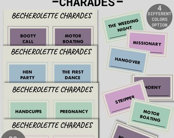 Dirty Bachelorette Charades | Bachelorette Party Game | Bachelorette Party Charades | Bachelorette Game Idea | Printable Bridal Shower Games