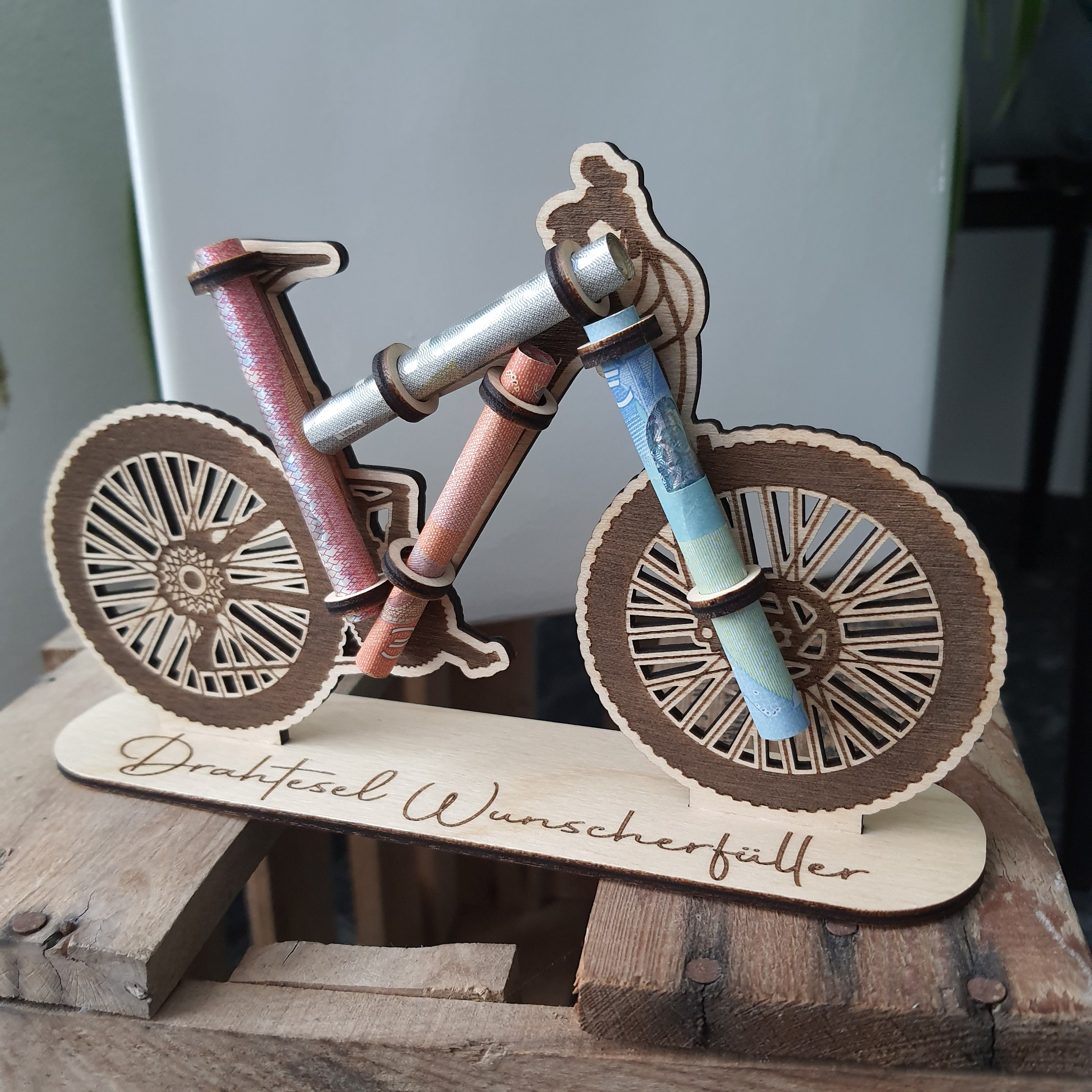 spielzeug fahrrad geschenk Playmobil Fahrrad Fahrrad Geldgeschenk Holz, Originelle Fahrrad Deko