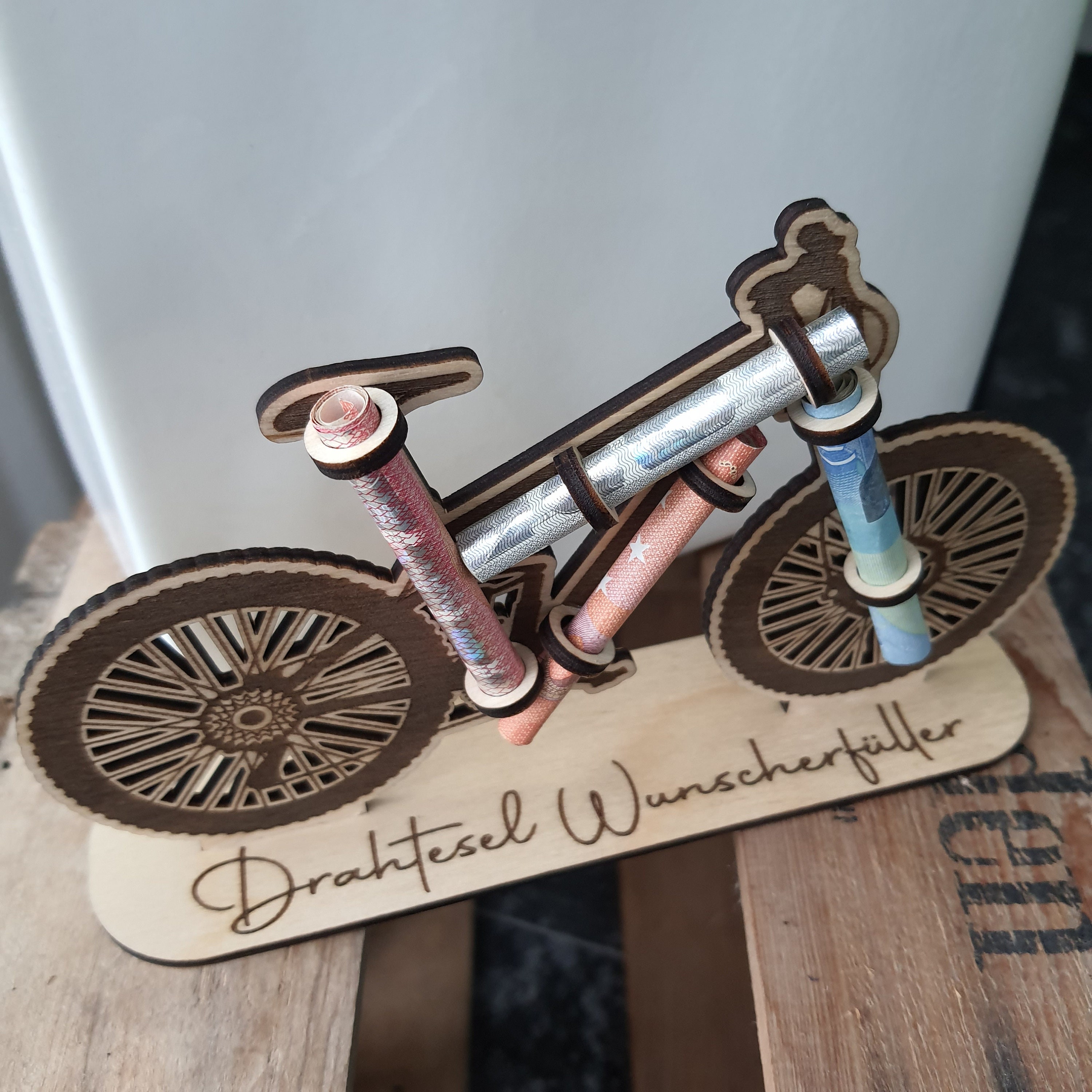 spielzeug fahrrad geschenk Wunscherfüller | Fahrrad Geldgeschenk | Geldgeschenk aus Holz