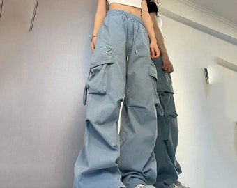 y2k cargos baggy trousers unisex women and men comfortable multi pockets.