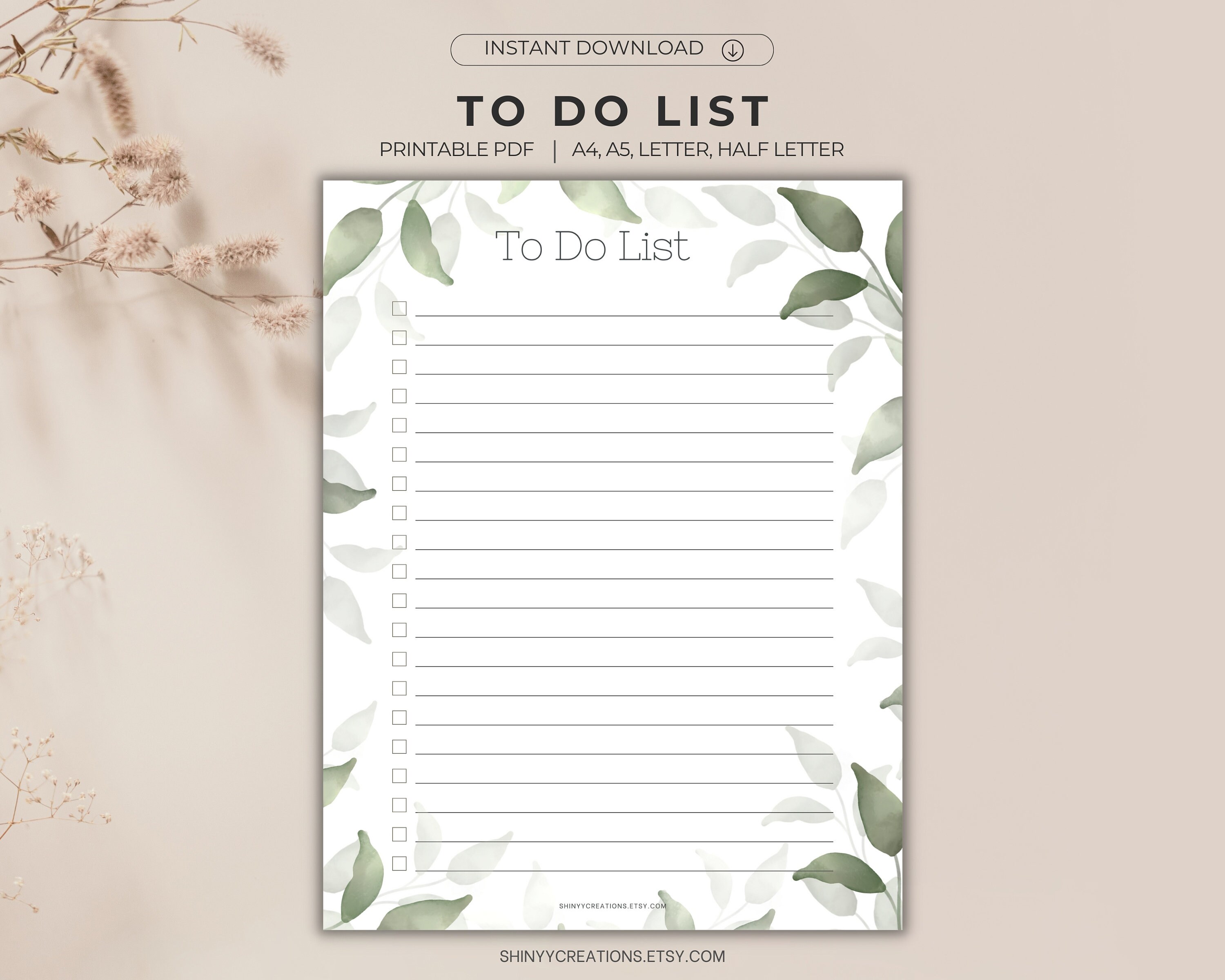 Daily to Do List Printable, Daily Planner, Daily Task List Template PDF ...