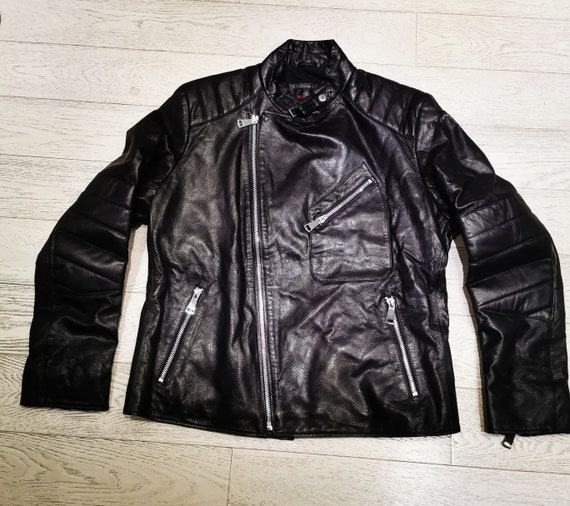 Men's Black Sheep Leather Vintage Style Biker Jacket