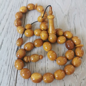 Vintage Baltic Amber Rosary 33 Prayer Beads47.0g Old Press Baltic Amber Tesbih Misbah