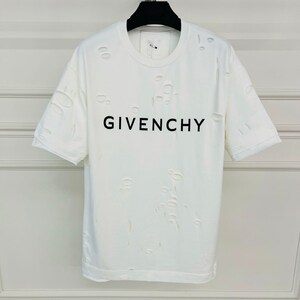 Vintage Givenchy Destroyed T-Shirt Weißes zweilagiges T-Shirt Größe M