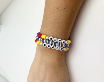 Rock chalk stack bracelets with pearls