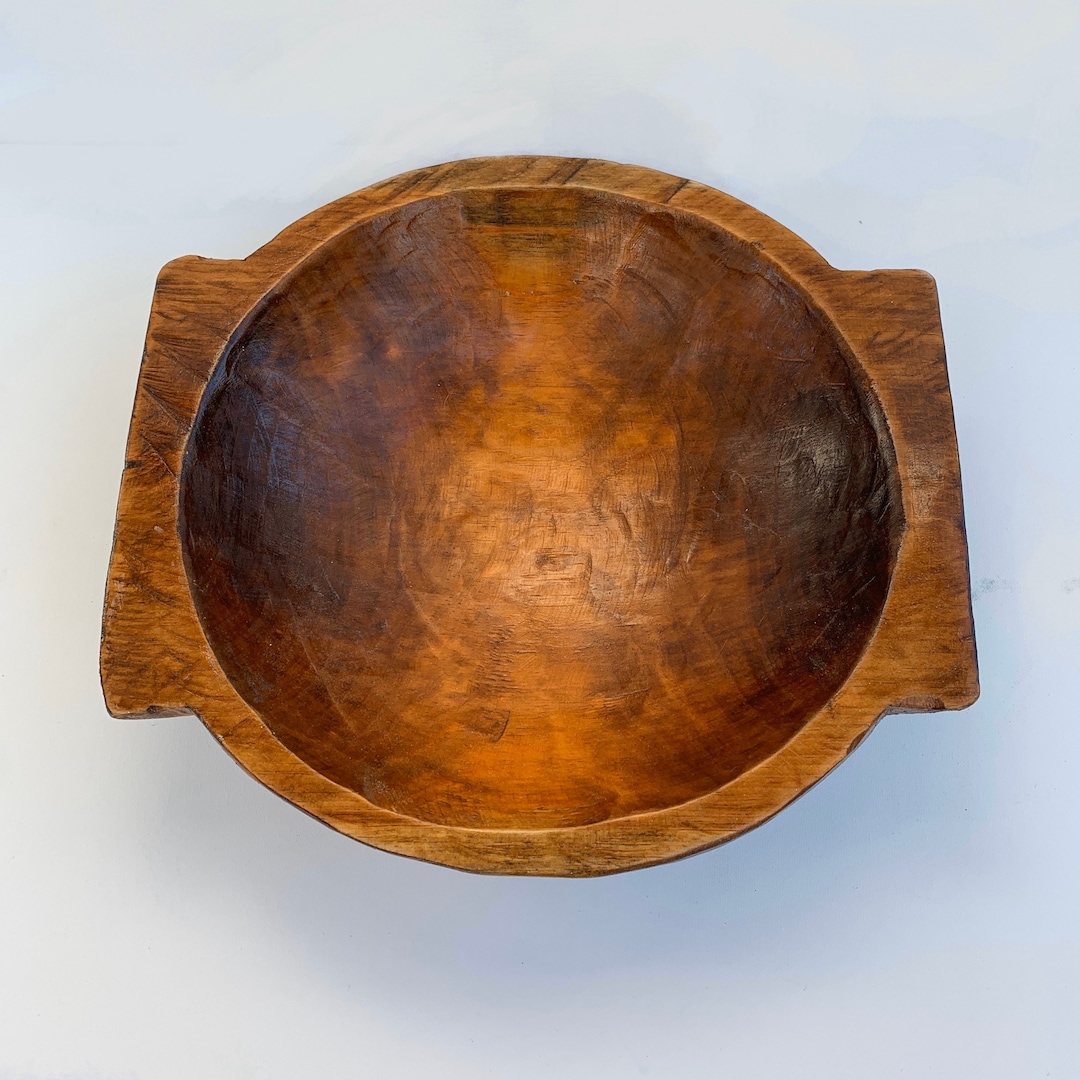 Large Round Wood Dough Bowl: Hand Carved Rustic Farmhouse Decor - Etsy