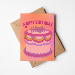 Cute Retro Birthday Cake Digital Birthday Card