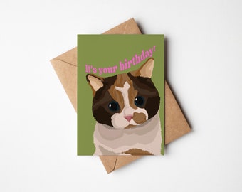 Tarjeta digital de feliz cumpleaños del gato calicó