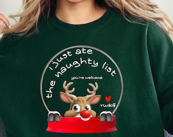 Rudolf Sweatshirt, Sweatshirt for mom, Cozy Sweatshirt, Sweatshirt for Her, Sweatshirt for Him, Comfy Sweatshirt, Custom Sweatshirt