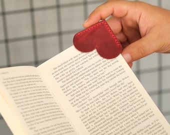 Personalized Leather Bookmark: Handmade Heart Corner, Engraved Gift