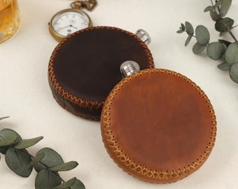 Fiaschetta da tasca in pelle personalizzata, regalo di anniversario, fiaschetta da campeggio, fiaschetta da uomo, fiaschetta da whisky, regalo per fidanzato, fiaschetta da montagna, regalo per testimoni dello sposo