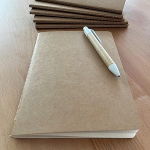 Recharge de carnets de notes A5 pour carnet de voyage en cuir (6 x 20 cm - taille de l'intercalaire), carnets et carnets kraft, 48 pages, couvertures recyclées