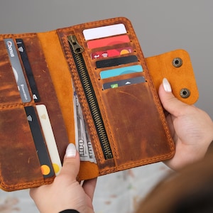 Leather Women's Long Wallet, Handmade Long Leather Wallet for Women, Coin Wallet, Gift for Girlfriend, Gift for Her, Personalized Wallet