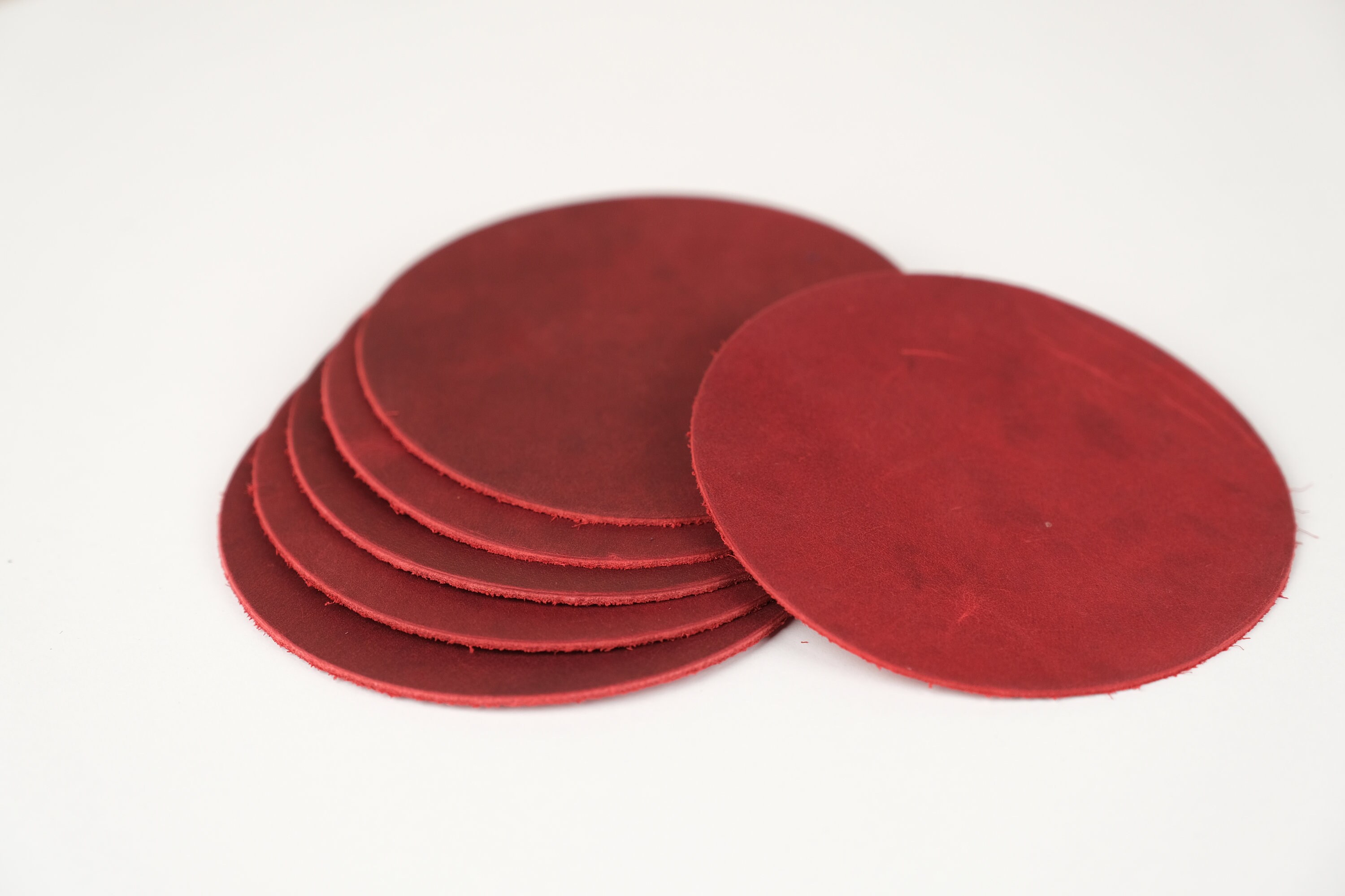 Handmade Leather Coasters Set, Round Leather Coaster, Leather Drink