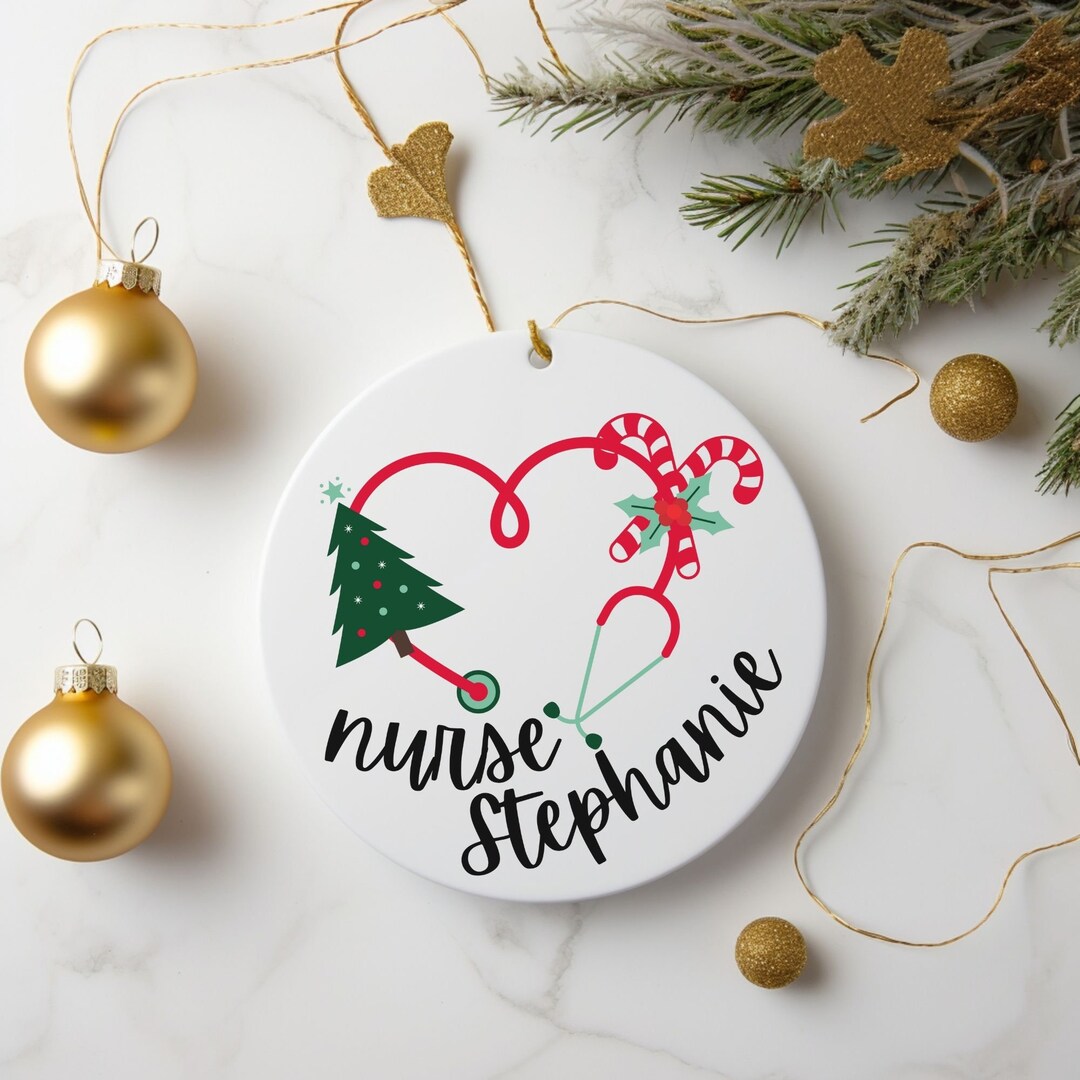 Nurse Stethoscope Ornament, Personalized Ornament, Custom Christmas