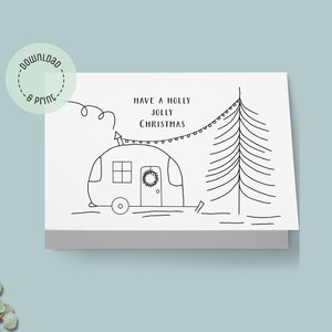 Tarjeta de Navidad / Tarjeta de Navidad digital / Impresiones en blanco y negro / Dibujo imprimible
