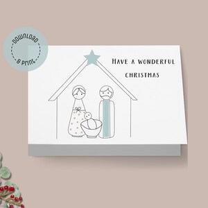 Tarjeta de Navidad / Tarjeta de Feliz Navidad / Impresión ilustrada / Belén / Descarga digital
