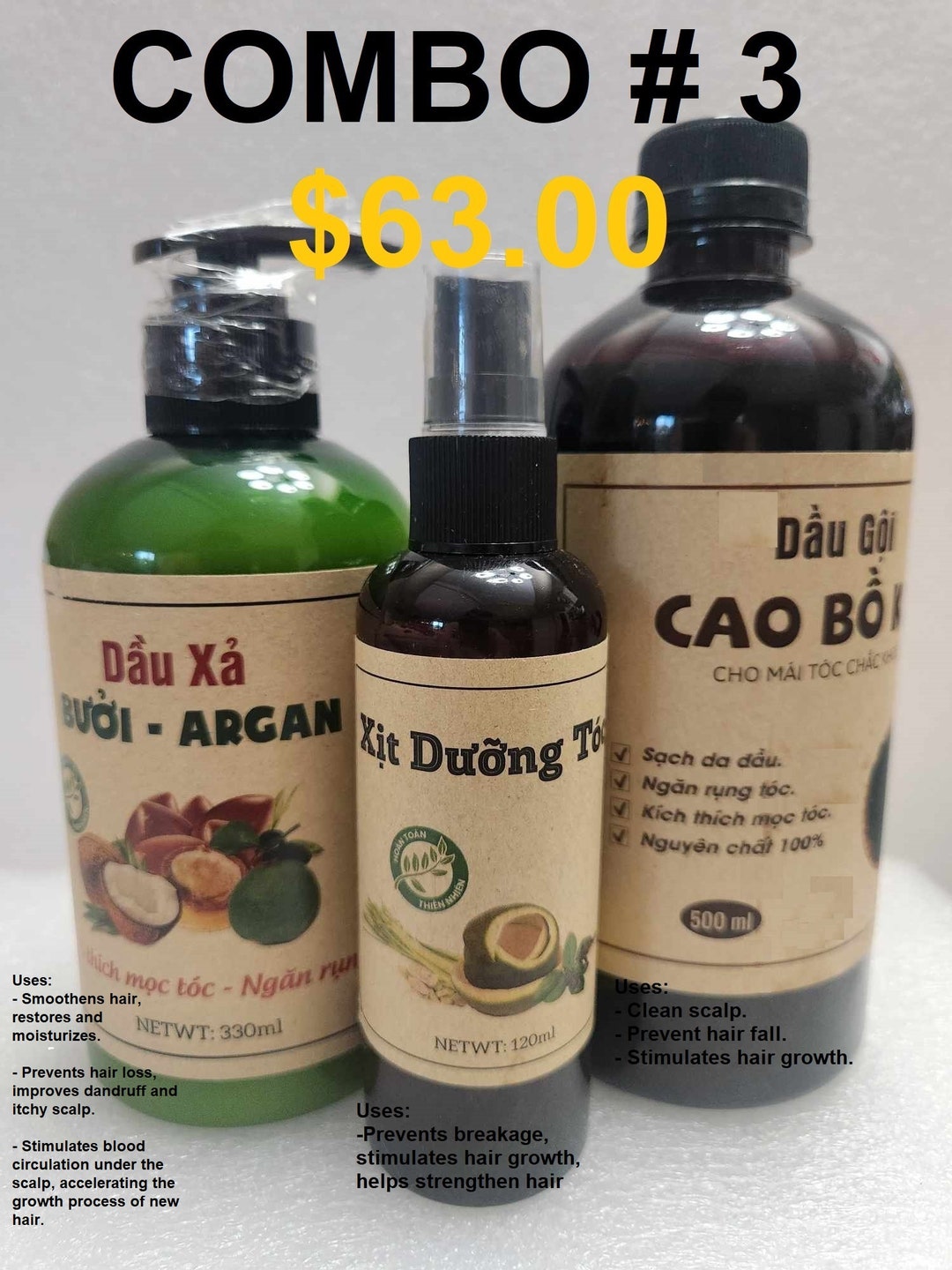 Locust Shampoo COMBO dầu Gội Cao Bồ Kết Etsy