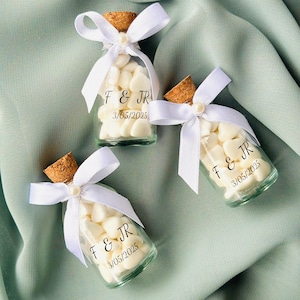 Cadeau de mariage personnalisé Jordan Amande bonbons bocal en verre, cadeau de fiançailles, faveur de Nikkah, cadeau de bonbons de mariage, faveur de fiançailles, cadeau dragée tube