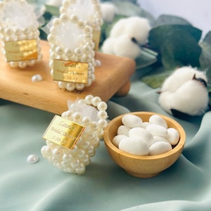 Benutzerdefinierte Jordan Almond Candy, Verlobungsgeschenke, Nikkah Gunst, Hochzeitsgeschenke Candy Gift, Verlobungsgeschenke, Tube Dragone Geschenke, Mini Perlentasche
