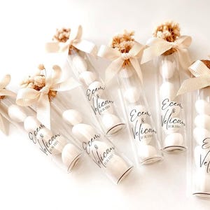 Cadeau de mariage personnalisé Jordan Amande bonbons bocal en verre, cadeau de fiançailles, faveur de Nikkah, cadeau de bonbons de mariage, faveur de fiançailles, cadeau dragée tube