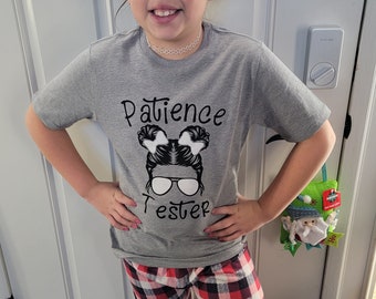 Camiseta de manga corta con cambio de color UV para niños Patience Tester
