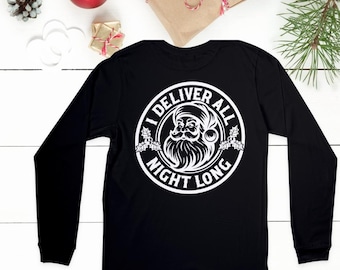 Camiseta de manga comprida "Eu entrego o Papai Noel"