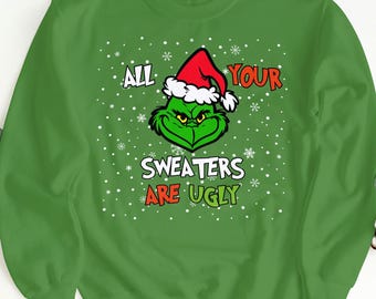 Camiseta de manga larga con suéter feo del Grinch