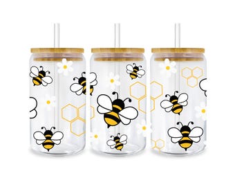 Tarro Bumblebee con tapa de bambú y pajita
