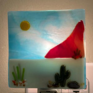Fused Glass Desert Night Light: Handmade Accent Lamp