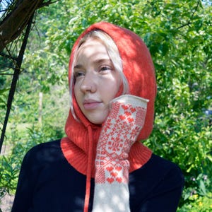Cashmere Knitted Hood - Balaclava in Orange