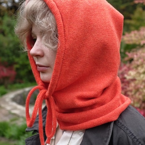 Handmade Cashmere Knitted Hood - Balaclava in Orange