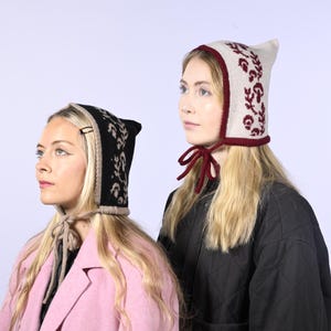 Handmade Cashmere Knitted Bonnet - 'Toadstool Magic' Pixie Hood