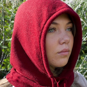Cashmere Knitted Hood - Balaclava in Burgandy