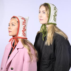 Handmade Custom Cashmere Knitted Bonnet - Laurel Leaf Pixie Hood