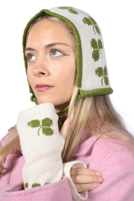 Handcrafted Hood With Wrist Warmers Bamboo Wrist Cuffs With Thumbhole Option - Handcrafted in  main image 2