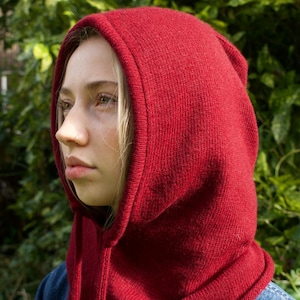 Handmade Cashmere Knitted Hood - Balaclava in Burgundy