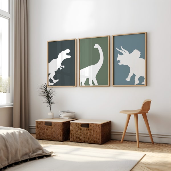 Dinosaur Prints for wall art decor, Digital Download, Dino pictures printable, nursery decoration boys and girls room, trex baby shower