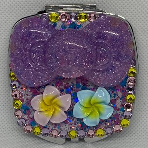 Vintage Compact Mirrors with Purple and Silver Rhinestone Mosaic design. Compact Mirror Gemstone - Etsy main image 2