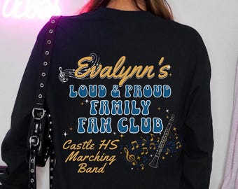Personalized Band Family Shirt, Custom Marching Band Fan Club Tee, Gildan Long Sleeve with Name & Instrument, Band Mom Dad Grandma Shirt
