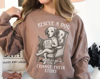 AjK Comfort Colors Rescue Dog Lightweight Sweatshirt: Animal Shelter Volunteer Tee