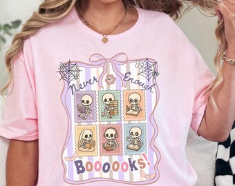Bookish Halloween T-Shirt: Spooky Cute Reading Skeletons, Cozy Gothic Vibes