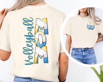 Personalized Volleyball Mom Comfort Colors Tee, Custom Name & Number Shirt, Game Day Outfit, Proud Parent Volleyball Gift, School Spirit Tee