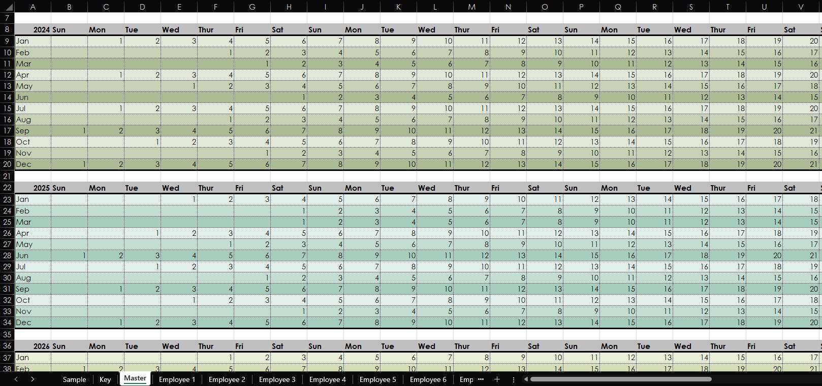 20242026 Employee Attendance Record Spreadsheet Etsy