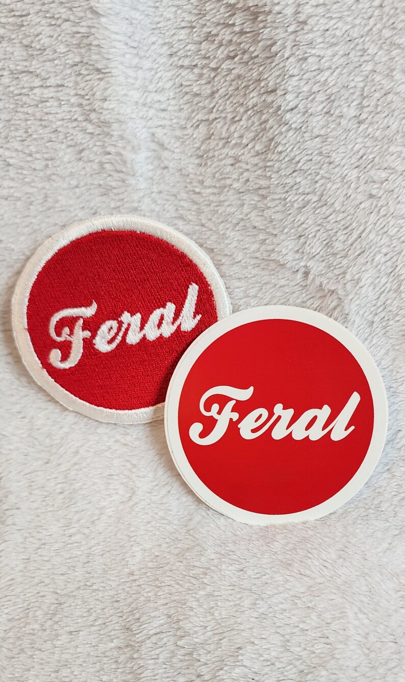 Feral Sticker Feral Sticker: Cherry Red & White Paper Decal - Etsy